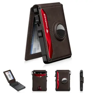 RFID Blocking Wallet for Men with Airtag Holder – Slim Aluminum Pop-Up Card Case Tracker Compatible, Minimalist Money Clip Bifold Holds 9-13 Cards, Compact Gift for Husband Dad Boyfriend by sooshoom