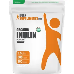 BulkSupplements - Organic Inulin Powder - Digestive Support - Natural Sweetener - 500g - 2.5g per Serving