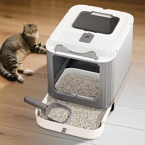 Oversized Anti Splash Fully Enclosed Cat Litter Box with Odor Control and Sterilization High Capacity PP Material Privacy House for Large Cats Wholesale Model YR-SHL052010