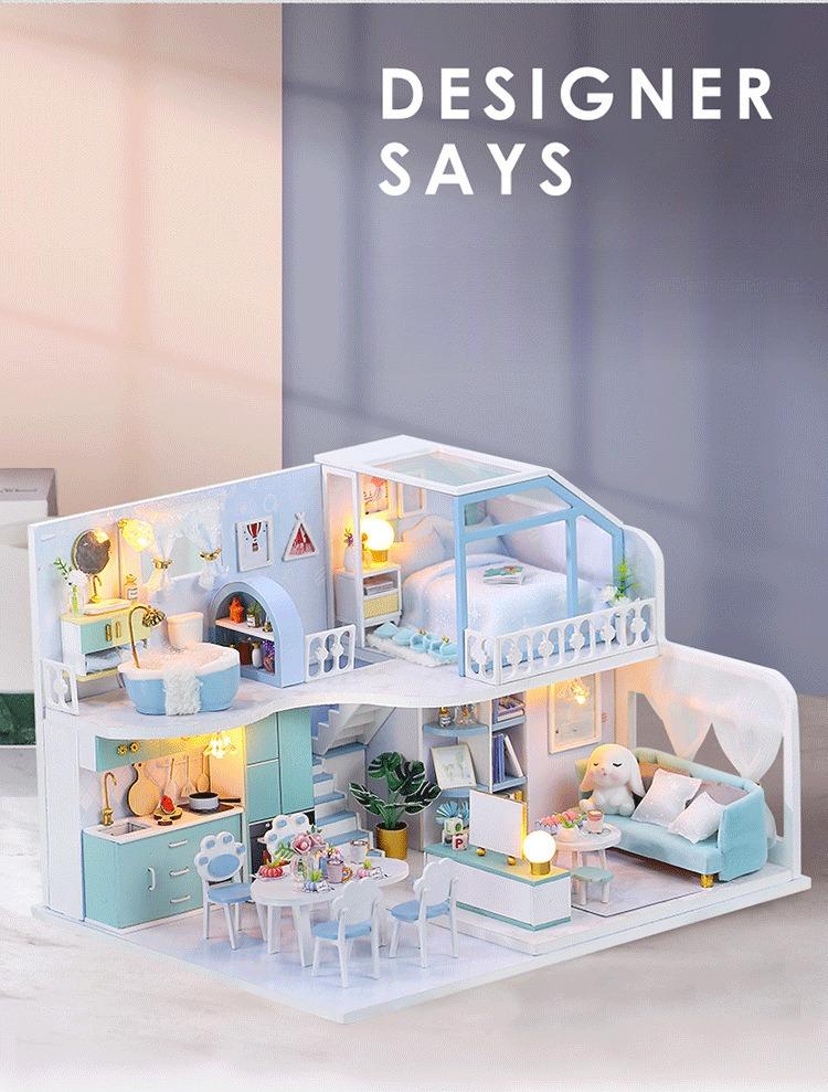DIY Creative Attic Cottage — "Blue Serenity": A 3D Assembly Model. This makes for an exquisite birthday or holiday gift, as well as an ideal choice for crafting enthusiasts.