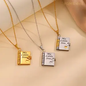 Includes shipping fee: titanium steel necklace; personalized book necklace for mom; love letter envelope necklace for girlfriend; collarbone necklace for children; Father’s Day gift