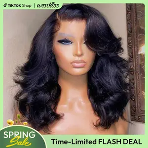 West Kiss 250% Density Right Side Part Glueless LayerCut Wig 6x8 Lace Closure Wig Body Wave Pre Cut Pre Bleached Ready Go Wigs TikTokShopSpringGlowUp