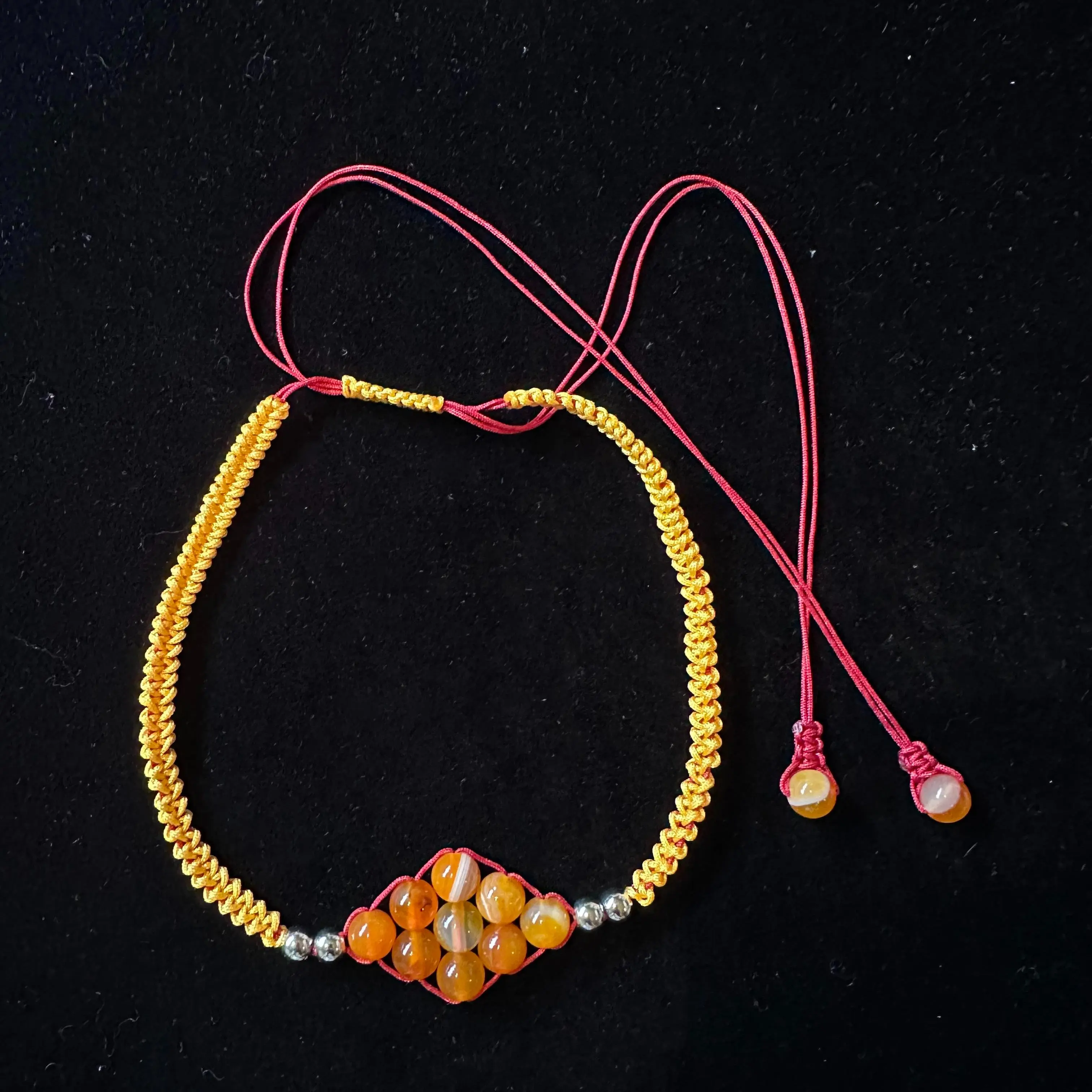 2 color cords with orange strip agate 