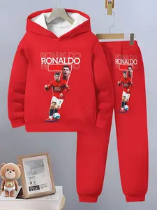 Boys 3D Printed Set, Star Print Hooded Sweatshirt and Pants Two-Piece Set, Spring & Fall Casual Style, Hoodies, Sweatpants