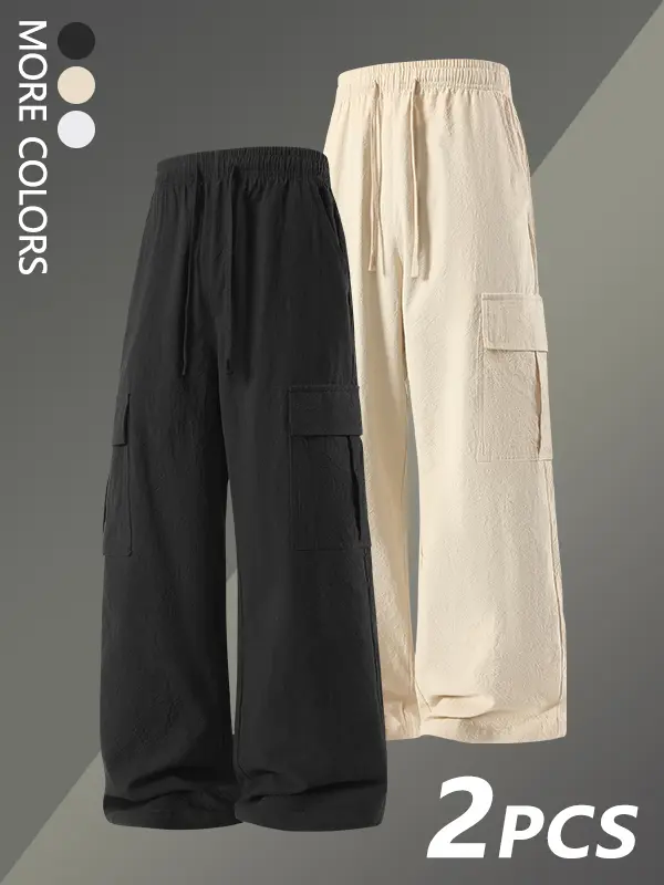 Men’s cargo pants with pockets, versatile loose fit, casual athletic jogging pants, cotton hiking sweatpants, loose cotton pants, casual outdoor sports long pants, wide leg loose fit sweatpants, loose fit sport pants, casual loose pants, casual and versat