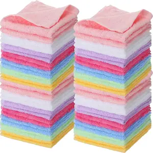 40 Pcs Cotton Wash Cloths Bulk - Soft Quick Drying Bath Hand Face Towels, Viscose Fiber Multipurpose Fingertip Rags for Women, Multicolor 10 x 10 Inch