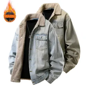 casual outdoor Fleece Lined Warm Western Cowboy Jacket Men Vintage Coats Long Sleeve Fashion Clothing for Cold Weather