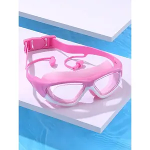 Extra-Large Swimming Goggles, Anti-Fog And Waterproof Silicone Swim Goggles With Earplugs, Suitable For Swimming Training And Leisure, Holiday Gift, Beach Essentials, Beach Accessories, Pool Float