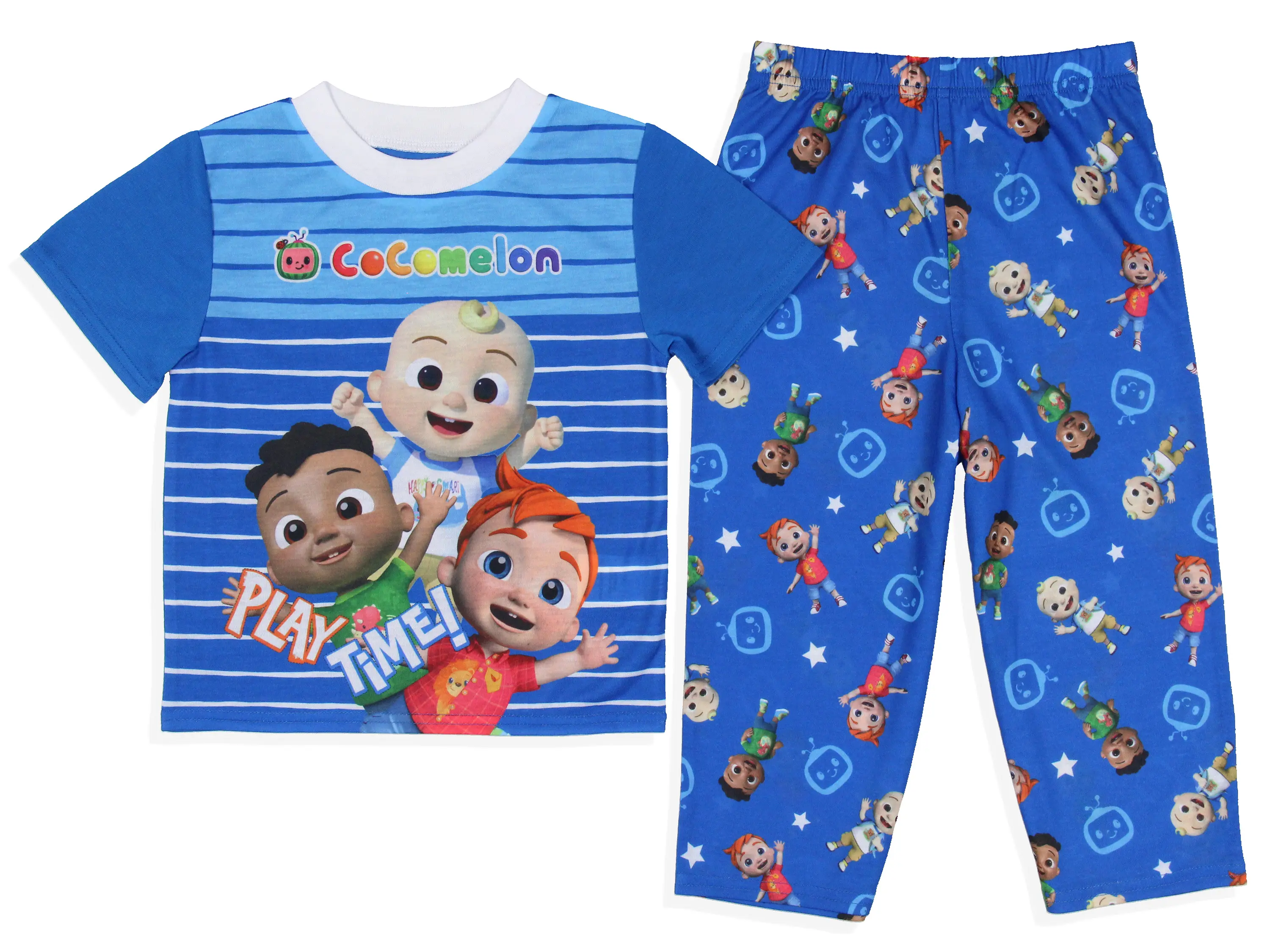 CoComelon Toddler Boys' 2-Piece Pyjamas Set - Soft Breathable Cartoon Colorful Cute Short Sleeve Play Time Sleepwear Shirt & Pajama Pants