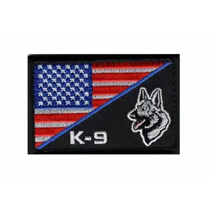 K-9 USA American Flag Thin Blue Line Police Swat Hook Patch (MK1)