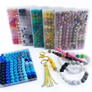 148PCS Mixed Color Silicone Beads for Keychain Making,Silicone Hexagonal Round Beads Lentil Beads Rhinestones Spacer Beads for Beaded Pens DIY Crafts beads  pack