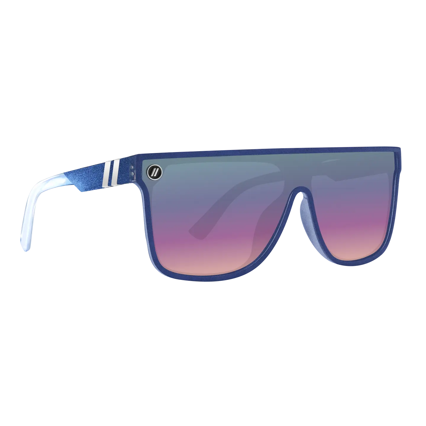 Blenders SciFi Discomania Sunglasses – Polarized Lavender Mirror Lenses, UV400 Protection, Scratch-Resistant, Gloss Iridescent Blue & Purple Frame, Bold Flat-Top Design