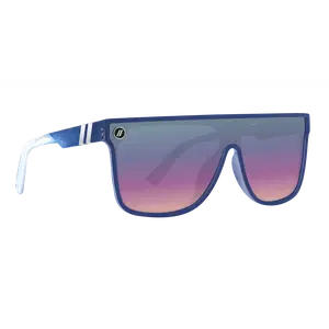 Blenders SciFi Discomania Sunglasses – Polarized Lavender Mirror Lenses, UV400 Protection, Scratch-Resistant, Gloss Iridescent Blue & Purple Frame, Bold Flat-Top Design