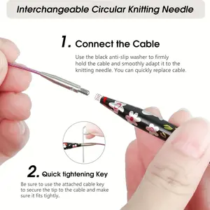 62pcs Professional Interchangeable Knitting Needle Set - 13 Pairs Metal Tips (3-10mm) with Multi-Size Cables & Case | DIY Kit for Sweaters & Socks