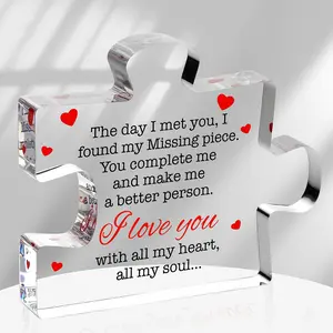 Acrylic Puzzle-Shaped Ornament, Acrylic Desktop Decoration, Decorative Plaque, Romantic Keepsake for Him & Her, Perfect for Weddings, Birthdays & Anniversaries, Home & Office Decor, Signs