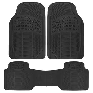 BDK ProLiner Floor Mats for Cars Trucks SUV, 3-Piece All-Weather Car Mats with Universal Fit Design, Durable Car Floor Mats with Capture Ridges, Waterproof Rubber Floor Mats for Cars