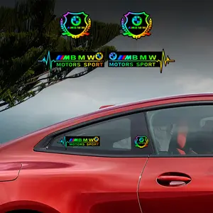 4pcs LOGO (Multiple logos available)  PC Laser colorful gradient decals.Car stickers.Dazzling colors, changing with light.