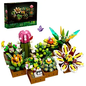 Succulent Plant Design Building Blocks, 913pcs/set DIY Plant Assembly Model, Creative Home Decoration, Unique Birthday Gift