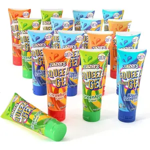 slime Sour Lickers Squeeze Gel Candy - 16 Pack Display Assorted Flavors, 8 Blue Raspberry 4 Green Apple and 4 Strawberry, Great Novelty Gel Candy for kids and adults, (Kosher 2.82 OZ each)