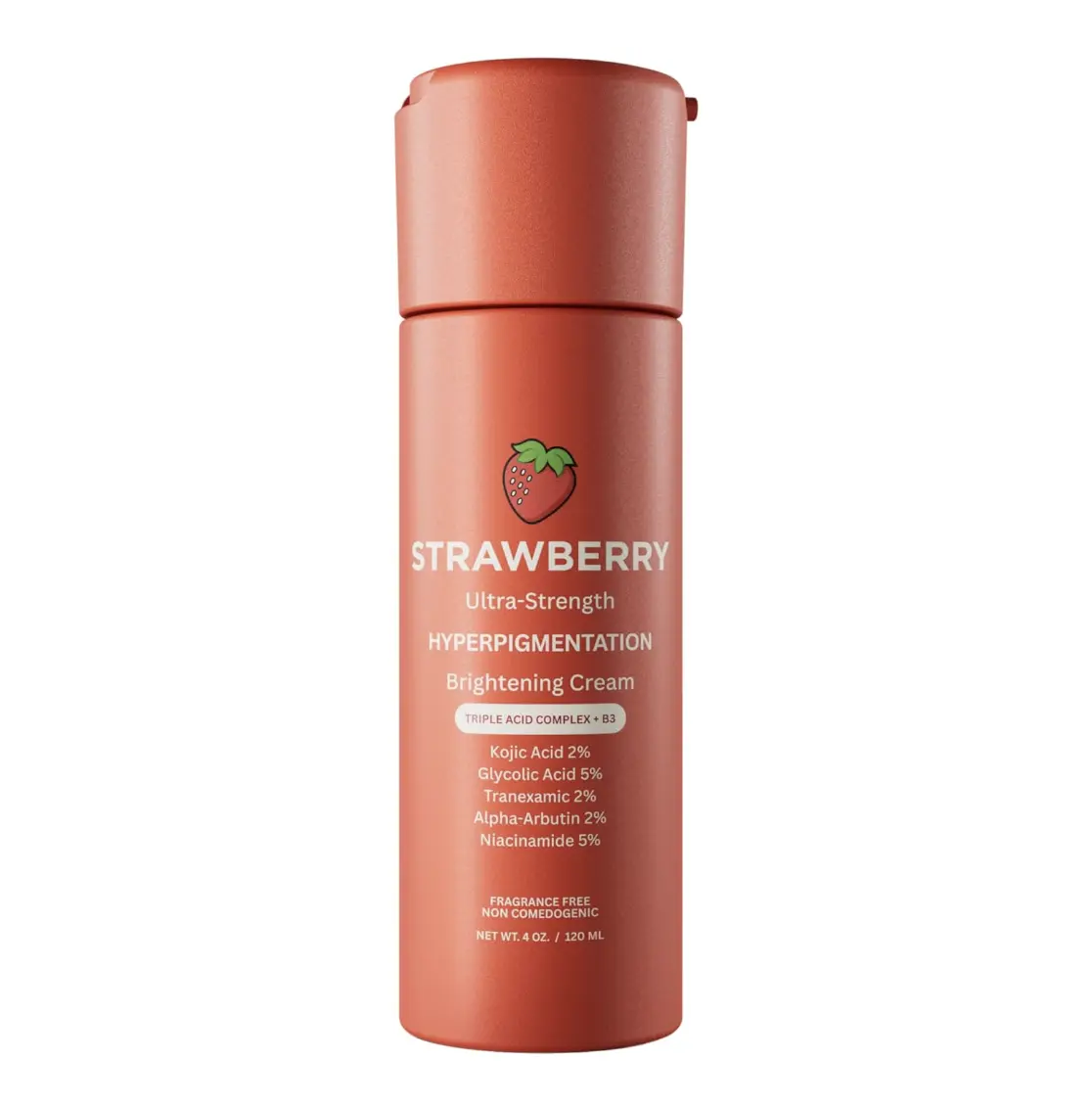 Strawberry Brightening Hyperpigmentation Cream with Kojic Acid, Glycolic Acid & Niacinamide for Face, Body & Intimate Area – 4 oz