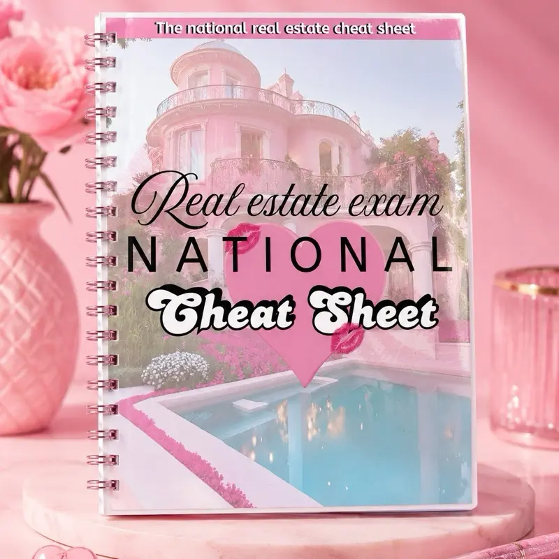 National Real Estate Exam Cheat Sheet Notebook | Real Estate License Study Guide for Women | PSI & Pearson Prep | Realtor Exam Notes