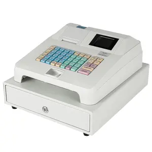 Cash Register with Dual Display and Printing Function White ABS and Steel, 48-Key Waterproof Keyboard USB & RS232 Interfaces for Retail and Restaurant Fathersdaygift Printer