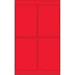 Tape Logic LL186RD Customizable Permanent Acrylic Laser Labels, 4x6 in. Fluorescent Red Rectangles - Pack of 400, Customizable Labels