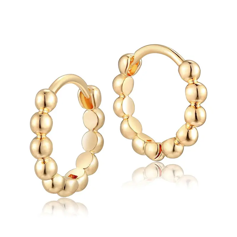 1 Pair Women's Elegant Minimalist Beaded Hoop Earrings, Ear Hoops, High Quality Earrings, Good Earrings, Gorgeous Trendy Hoop Earrings, Stylish Jewelry, Fashionable Jewelry As Birthday Gift for Girlfriend