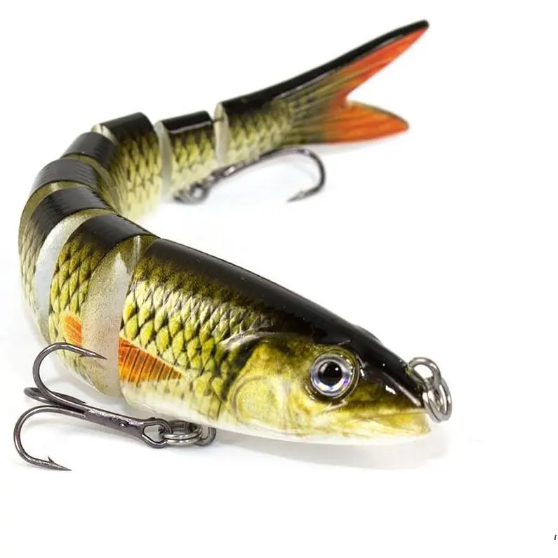 8 Segment Swimbait Lures Fishing Lures Hard  Minnow VIB Lure with Treble Hook Life-Like Swimbait Fishing  3D Fishing Eyes Popper Crankbait Vibe Sinking Lure for Bass Trout Walleye