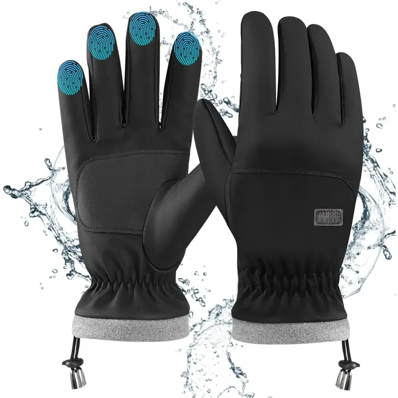Waterproof Ski & Winter Gloves for Adults, Thermal Fleece Lined, Windproof & Breathable with Full Touchscreen Capability, Anti-Slip Grip and Adjustable Wrist Strap for Biking & Driving