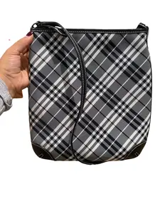 Pre-owned BURBERRY Canvas Crossbody Bags Black and White Crossbody Perfect for Daily Use
