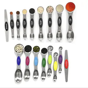 Magnetic Measuring Spoons Set Multifunctional Measuring Spoon Stainless Steel with Level, & Color Options, Stackable Metal Spoons for Baking, Kitchen Essentials