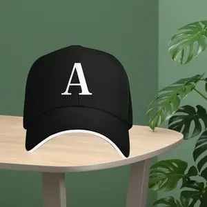 Unisex A-Z Graphic Print Adjustable Baseball Cap - Lightweight Polyester, Breathable Black and White Design, Machine Washable, Dry Cleaning Compatible, Portable, Suitable for Outdoor & Casual Wear