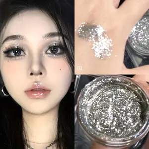 Diamond Glitter Eyeshadow - Single Silver Flakes Liquid Shimmer Gel for Eye Highlight Precise Application Long Lasting Sparkle Makeup Cosmetic - 01 ChunkyGlitterGel PartyMakeup EyeCatcherLook ViralBeauty NoBrandTag