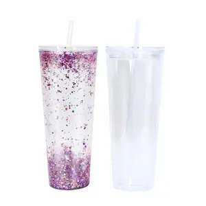 Clear 24oz Double Wall Insulated Acrylic Plastic Cup | Snow Globe Tumbler