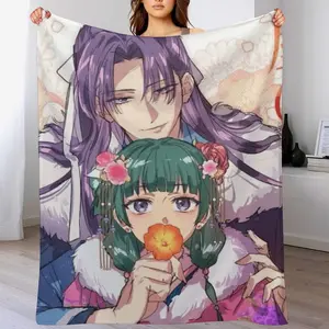 The Apothecary Diaries Anime Throw Blanket, Maomao & Jinshi Cute Anime Flannel Blanket, Soft Cozy Anime Decor Blanket for Couch Bed, Anime Lover Gift