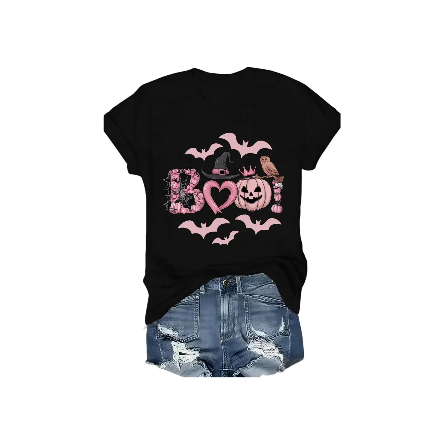 Spooky - chic Tee for Halloween: Adorable Graphic with Bat and Pumpkin Elements slogan