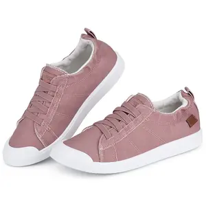 JENN ARDOR Women's Canvas Sneakers Slip-Ons Soft Comfortable Flats for Walking, Round Toe, Pink Color,Runner Casual Girl Sports Shoes shoes for women  summer shoes Footwear Running Training summer shoes