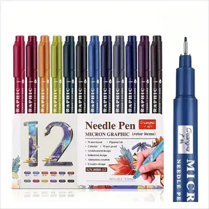 gift for valentines's day 12pcs Vintage Micro-Line Pen Set GN8080-12 - 12 Vibrant Colors Needle-Tip Design for Painting Drawing Journaling Crafting - Ideal for Artists Students Hobbyists Detailed Work Creative Tool
