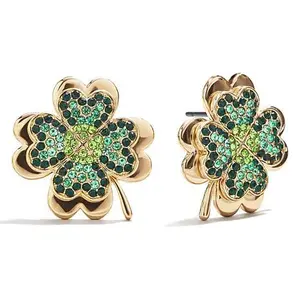 BAUBLEBAR Goldtone Crystal Clover Stud Earrings