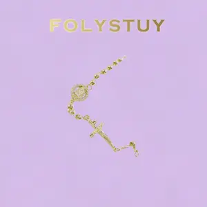 《W175》7 Inch Rosary Chain Bracelet with Cross Pendant, Perfect Size for Everyday Stacking!