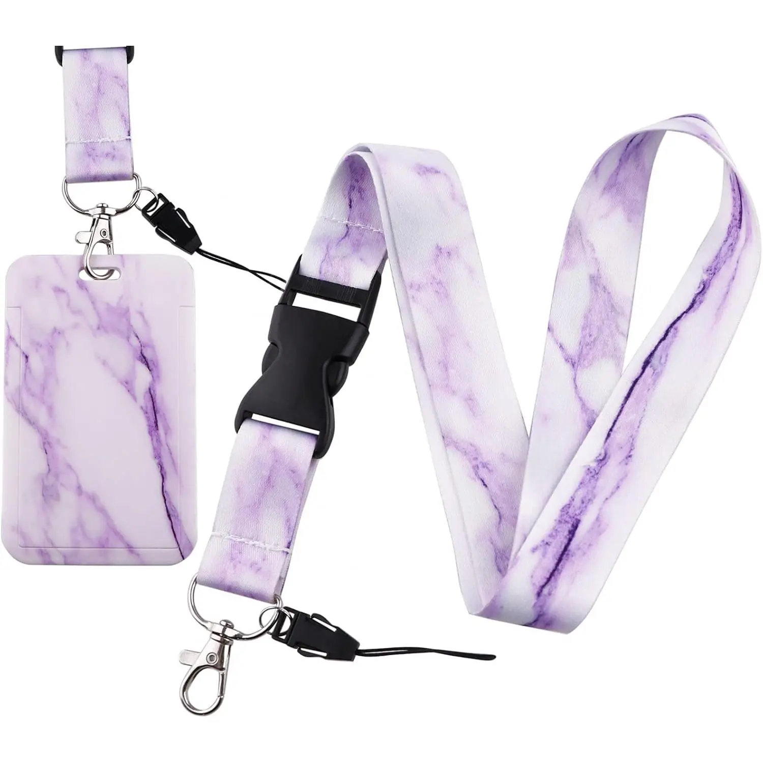 Cool Purple Marble Lanyard with Detachable ID Badge Holder - Cute Aesthetic  for Women, Teachers & Girls - School ID Lanyard Holder