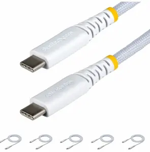 Startech USB2CC3FNCBRWH5PK Durable 3 ft. 60W 3A White USB-C Charging Cable - Pack of 5, C-Type Connector Universal Cables for Mobile & Electronic Devices