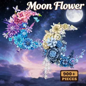 Creative Expert Moon Flower Rose Building Blocks Model Toy, Irish Valentine's Day Gift, Christmas Present, 934 Pieces, Building Kit