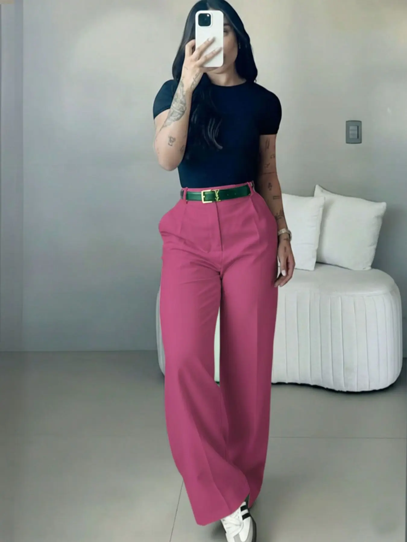 Women's High-Waisted Wide Leg Pants, Bohemian Street Style, Casual, Boho, Perfect for Spring/Summer, Office Commute and Vacation, Fashionable and Elegant
