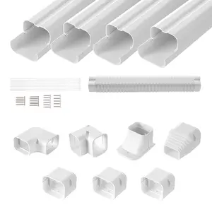 VEVOR Mini Split Line Set Cover 3-inch W 15.8Ft L, Summervibes,Summervibes, PVC Decorative Pipe Line Cover For Air Conditioner with 4 Straight Ducts & Full Components Easy to Install, Paintable for Heat Pumps, White