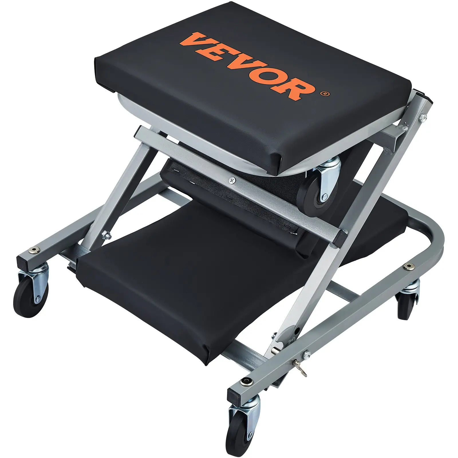 【Summerfinds】VEVOR Z-Creeper Seat, 2 in 1 Rolling Folding Car Creeper/Stool, 300 lbs Capacity Mechanic Creeper, Low Profile Creeper with 6 pcs Wheels for Garage, Shop, Auto Repair, Lay Down or Sit, Black Automotive Vehicle Tool Automotive Maintenance Tool