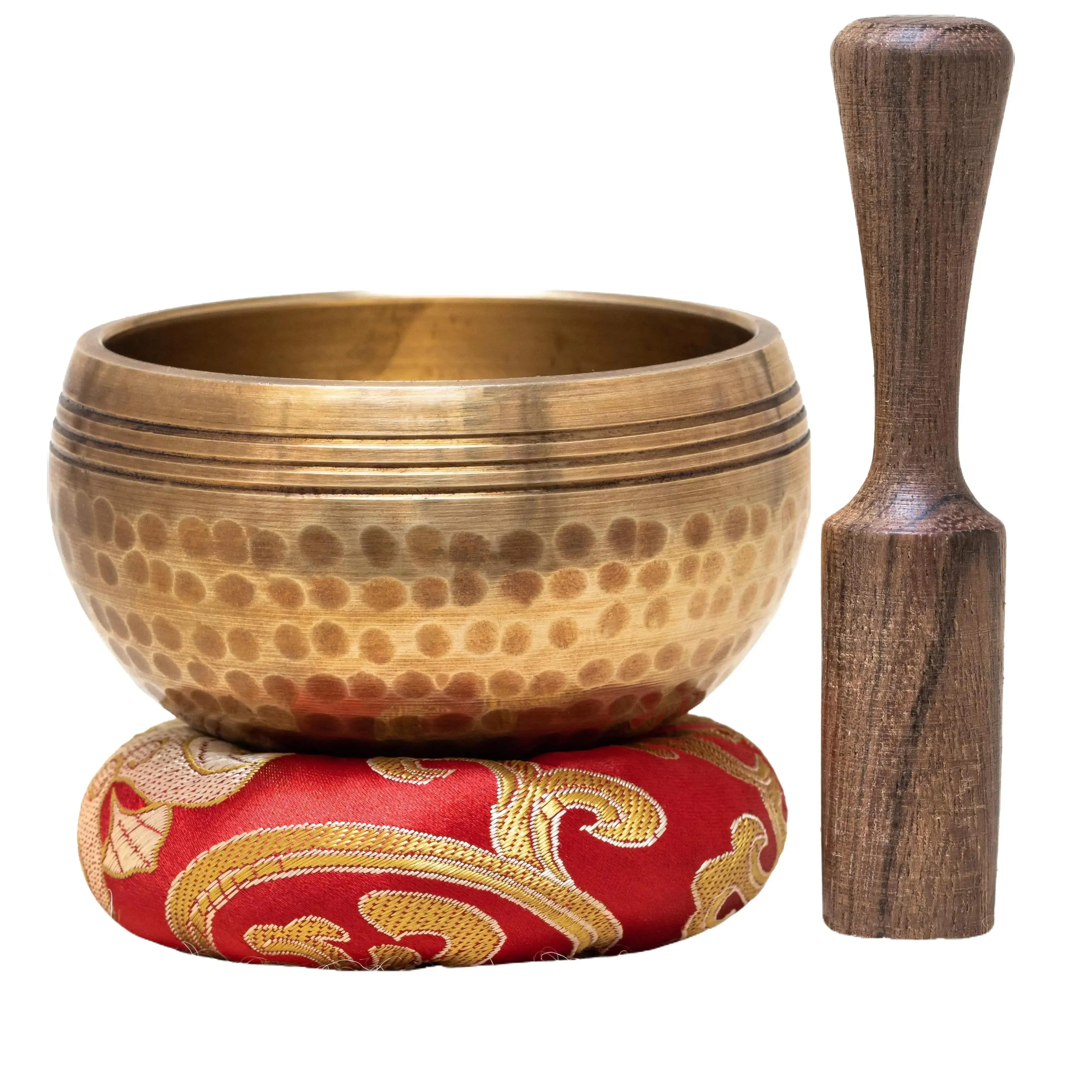 HIMALAYAN HEALING Hand Hammered Tibetan Singing Bowl Set - Made in Nepal, Olive Shaped Percussion Instrument for Yoga, Meditation, Sound Therapy & Relaxation