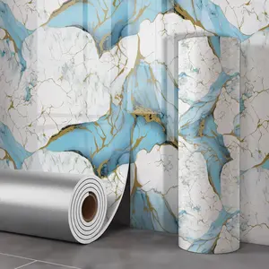 Marble Decorative Film Panel, Self-AdhesiveMarble Wallpaper, Fireproof Waterproof WallCovering Material,40cmX3m,Home Decoration