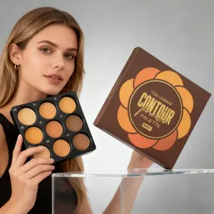 Nine-shade contouring concealer palette, mid-to-deep shades, creates a natural 3D makeup look, matte texture, oil control for base makeup, eyeshadow also usable, suitable for all skin types, eyeshadow primer | Fashion design